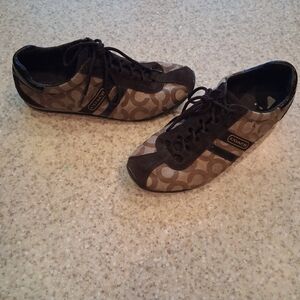 Coach Kathlen Signature Shoes Sneakers Brown Suede Trim Women’s Size 8 1/2